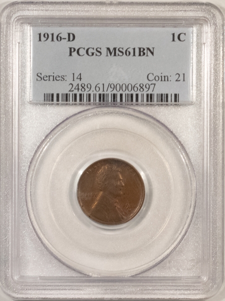 Lincoln Cents (Wheat) 1916-D LINCOLN CENT – PCGS MS-61 BN, PREMIUM QUALITY! LOOKS BETTER!