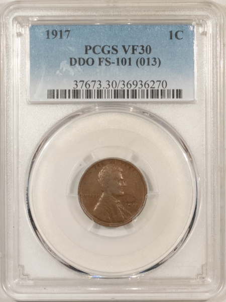 New Store Items 1917 LINCOLN CENT, DOUBLED DIE OBVERSE, DDO FS-101 (013) – PCGS VF-30, SCARCE!