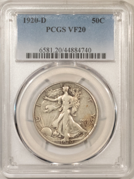 New Store Items 1920-D WALKING LIBERTY HALF DOLLAR – PCGS VF-20, SCARCE & UNDERRATED DATE!