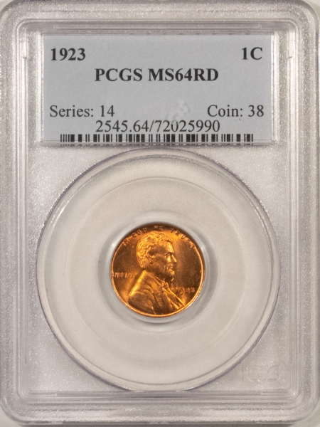 New Store Items 1923 LINCOLN CENT PCGS MS-64 RD, PQ & BLAZING!