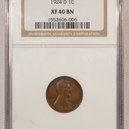 Lincoln Cents (Wheat) 1924-D LINCOLN CENT NGC XF-40 BN