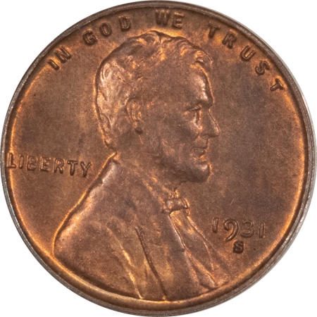 New Store Items 1931-S LINCOLN CENT – ANACS MS-63 RB ORIGINAL WITH MUCH RED!