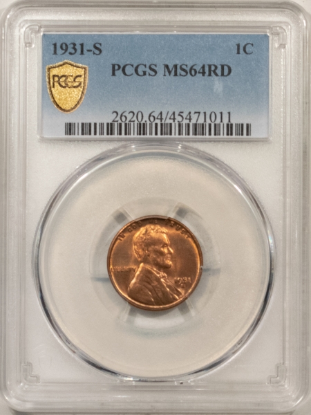 New Store Items 1931-S LINCOLN CENT – PCGS MS-64 RD, FULL RED, LUSTROUS!