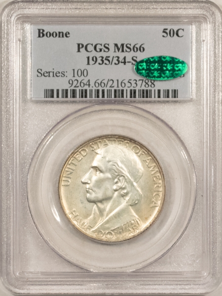 New Store Items 1935/34-S BOONE COMMEMORATIVE HALF DOLLAR – PCGS MS-66, PQ & CAC APPROVED!