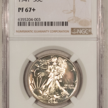 New Certified Coins 1941 WALKING LIBERTY HALF DOLLAR – NGC PF-67+, WHITE HEADLIGHT & ALMOST CAMEO!