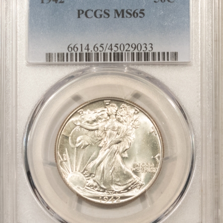 New Certified Coins 1942 WALKING LIBERTY HALF DOLLAR – PCGS MS-65, BLAST WHITE!