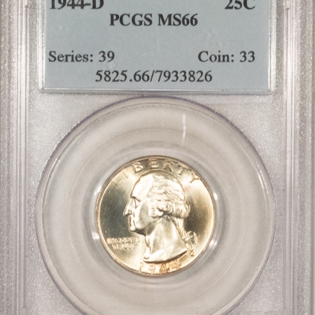 New Certified Coins 1944-D WASHINGTON QUARTER – PCGS MS-66, SUPERB!