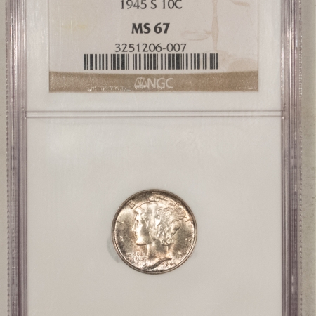 U.S. Certified Coins 1945-S MERCURY DIME – NGC MS-67, PRETTY!