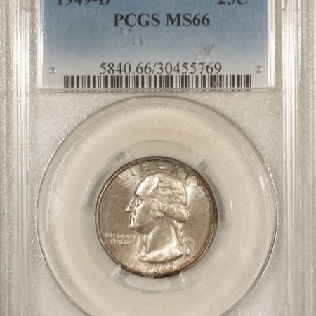 New Certified Coins 1949-D WASHINGTON QUARTER – PCGS MS-66, MINT SET TONING SUPERB GEM!