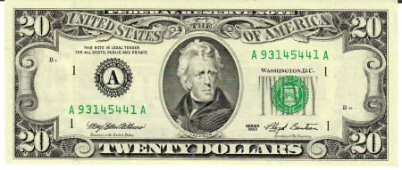 New Store Items 1993 $20 FEDERAL RESERVE NOTE ERROR, FRONT TO BACK DARK OFFSET PRINTING CRISP CU