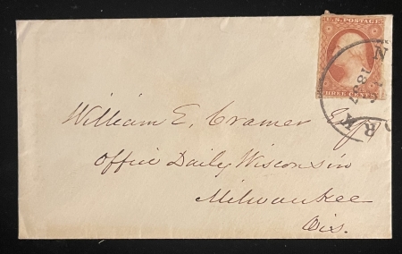 New Store Items SCOTT #11 ON LADY’S COVER, 3c BROWNISH CARMINE, USED & VF-CAT $23