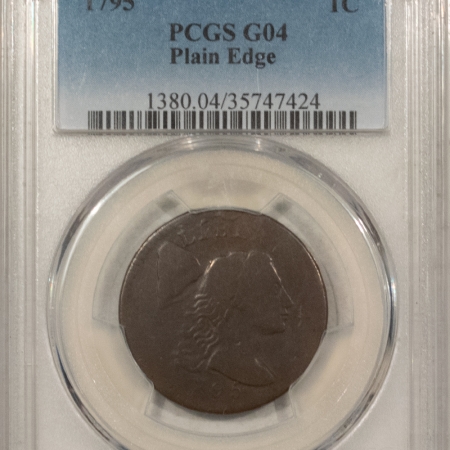 Early Copper & Colonials 1795 LIBERTY CAP LARGE CENT, PLAIN EDGE – PCGS G-4, SMOOTH BROWN