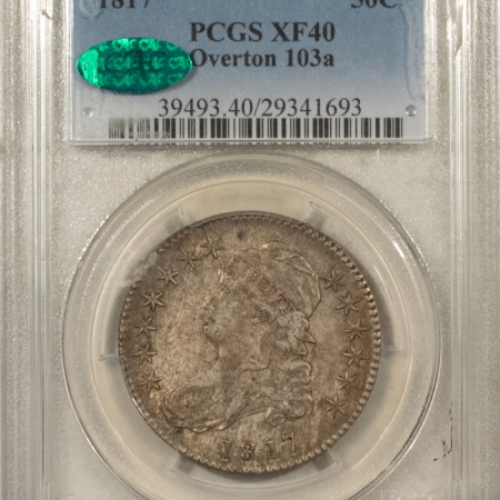 CAC Approved Coins 1817 CAPPED BUST HALF DOLLAR, O-103a – PCGS XF-40, CAC, LOVELY ORIGINAL & PQ+