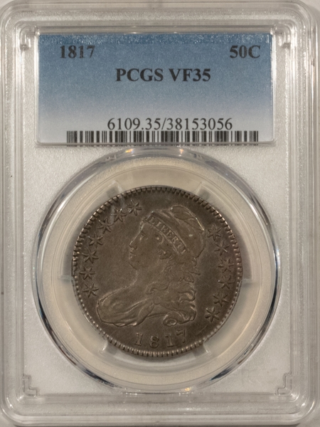 New Store Items 1817 CAPPED BUST HALF DOLLAR – PCGS VF-35, PRETTY!