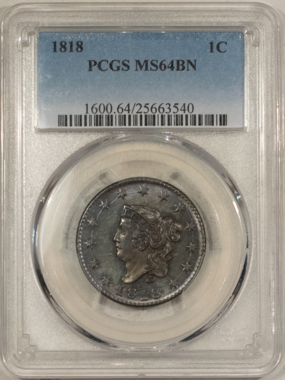 1818 CORONET HEAD LARGE CENT - PCGS MS-64 BN - The Reeded Edge, Inc