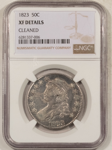Early Halves 1823 CAPPED BUST HALF NGC XF DETAILS, CLEANED