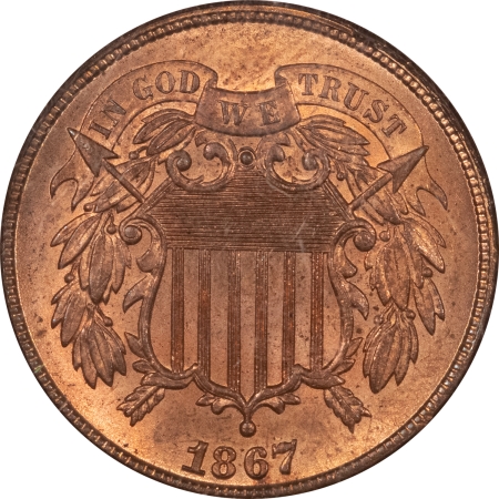 New Store Items 1867 TWO CENT PIECE – NGC MS-64 RB, LUSTROUS & NEARLY FULL RED!