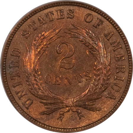 New Certified Coins 1871 TWO CENT PIECE – ICG MS-62 BN, LOOKS CHOICE & RED-BROWN (BUT OLD CLEANING)