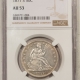 Liberty Seated Halves 1875 SEATED LIBERTY HALF DOLLAR – PCGS MS-64, OFF WHITE, WELL STRUCK, MARK FREE!