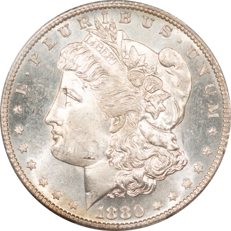 Morgan Dollars 1880-S MORGAN DOLLAR – PCGS MS-65, MONSTER-COLOR REVERSE TONER!