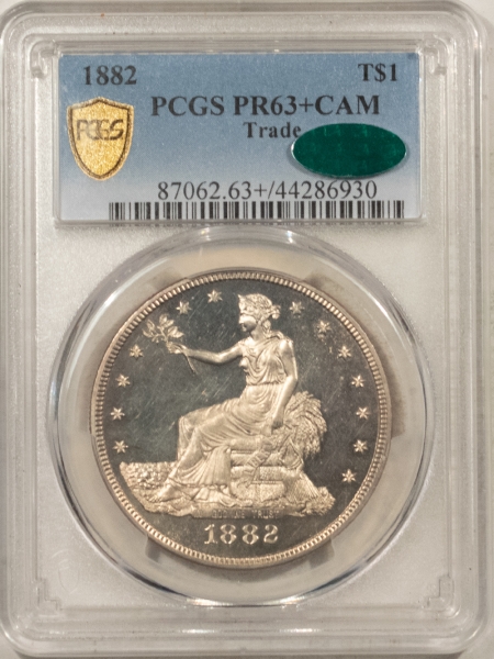CAC Approved Coins 1882 PROOF TRADE DOLLAR – PCGS PR-63+ CAM, SUPERB, LOOKS 64! CAC APPROVED!
