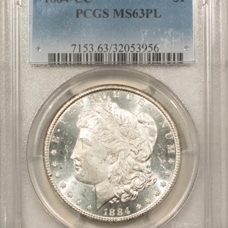 Morgan Dollars 1884-CC MORGAN DOLLAR – PCGS MS-63 PL, FLASHY & NICE PROOFLIKE CONTRAST!
