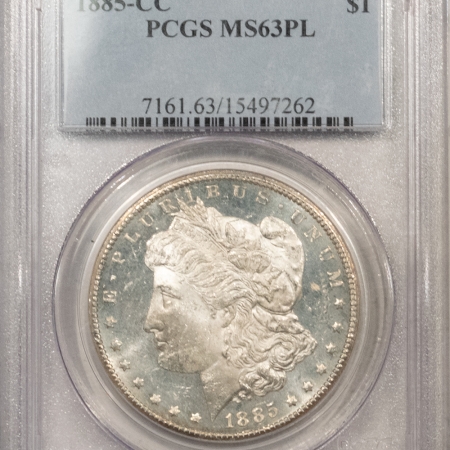 U.S. Certified Coins 1885-CC MORGAN DOLLAR – PCGS MS-63 PL, FLASHY PROOFLIKE