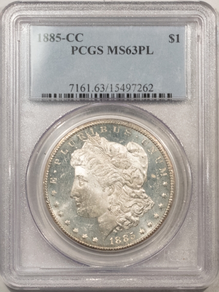 Morgan Dollars 1885-CC MORGAN DOLLAR – PCGS MS-63 PL, FLASHY PROOFLIKE