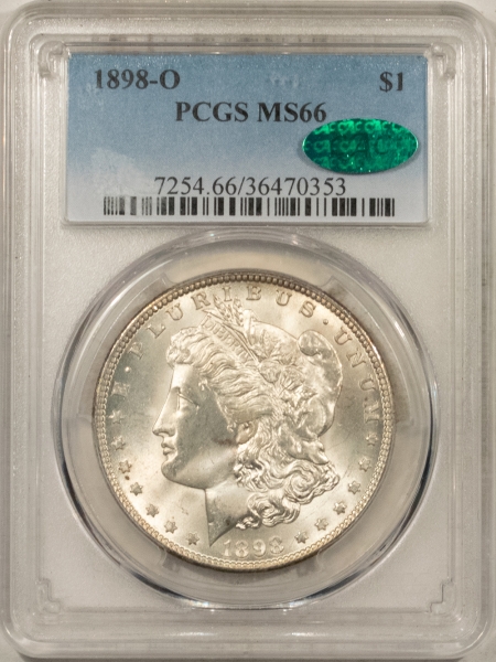 CAC Approved Coins 1898-O MORGAN DOLLAR – PCGS MS-66, PREMIUM QUALITY & CAC APPROVED!