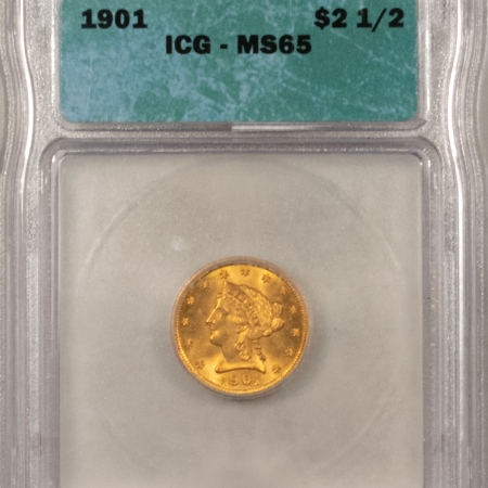 $2.50 1901 $2.50 LIBERTY HEAD GOLD – ICG MS-65