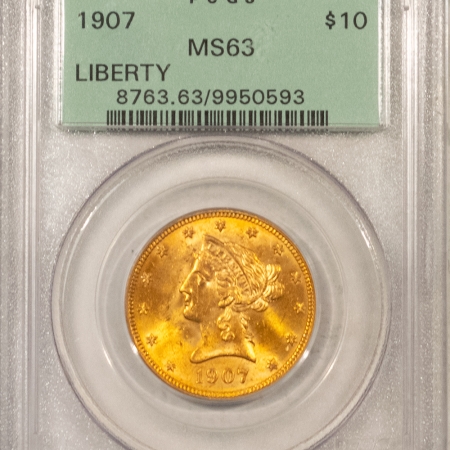 New Store Items 1907 $10 LIBERTY HEAD GOLD – PCGS MS-63, FROSTY, OGH & PREMIUM QUALITY!