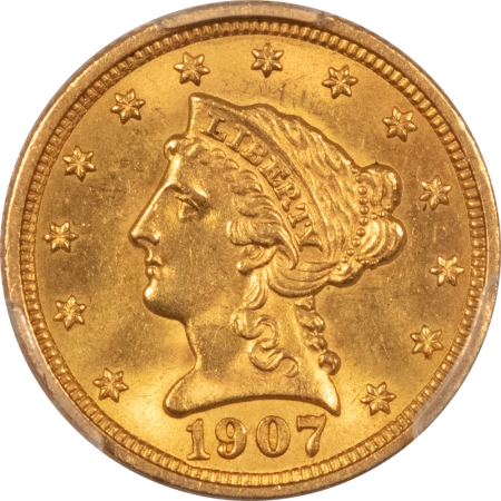 $2.50 1907 $2.50 LIBERTY HEAD GOLD – PCGS MS-63, FRESH & NICE!