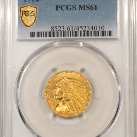 $1 1912 $5 INDIAN HEAD GOLD – PCGS MS-61, PREMIUM QUALITY & LOOKS CHOICE!