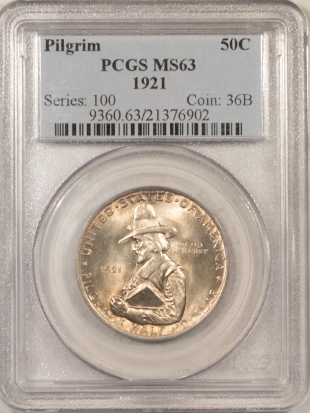 New Certified Coins 1921 PILGRIM COMMEMORATIVE HALF DOLLAR – PCGS MS-63 LOOKS MS-65 PREMIUM QUALITY!