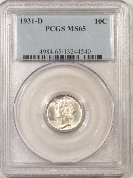 Dimes 1931-D MERCURY DIME – PCGS MS-65, PQ & VIRTUALLY FB!
