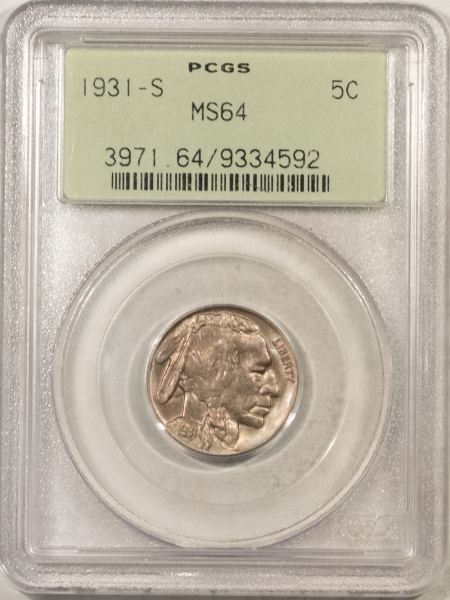 New Store Items 1931-S BUFFALO NICKEL – PCGS MS-64, OGH & PQ!
