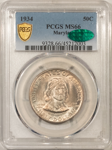 CAC Approved Coins 1934 MARYLAND COMMEMORATIVE HALF DOLLAR – PCGS MS-66, PQ, GEM & CAC APPROVED!