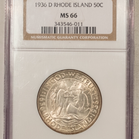 New Certified Coins 1936-D RHODE ISLAND COMMEMORATIVE HALF DOLLAR – NGC MS-66, FRESH & FLASHY