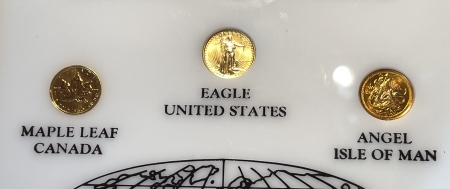 New Store Items 1986 1/10 OZ GOLD COIN 6 COIN TYPE SET, EAGLE, MAPLE, PANDA, ANGEL, TIGER, SWISS