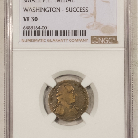 U.S. Certified Coins 1790s GEORGE WASHINGTON SUCCESS TOKEN, SM SIZE, PLAIN EDGE, NGC VF-30, INAUGURAL