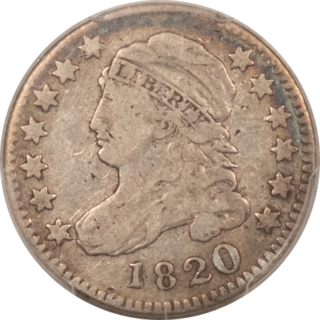 Capped Bust Dimes 1820 CAPPED BUST DIME, LARGE 0 – PCGS F-15, NICE ORIGINAL