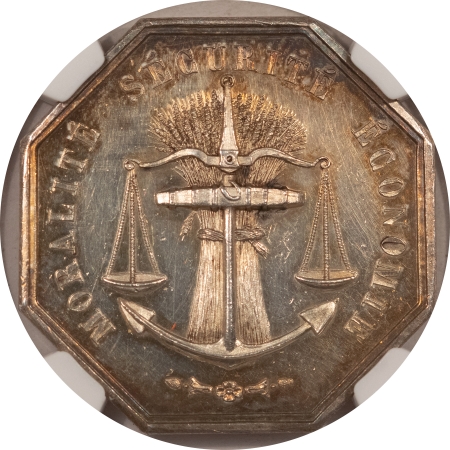 Exonumia 1842 FRANCE JETON GAD-91-2894 SILVER LA SAUVEGARDE INSURANCE NGC MS-61
