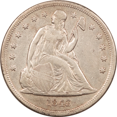 New Store Items 1843 SEATED LIBERTY DOLLAR – HIGH GRADE EXAMPLE, STRONG DETAILS NICE LOOK!