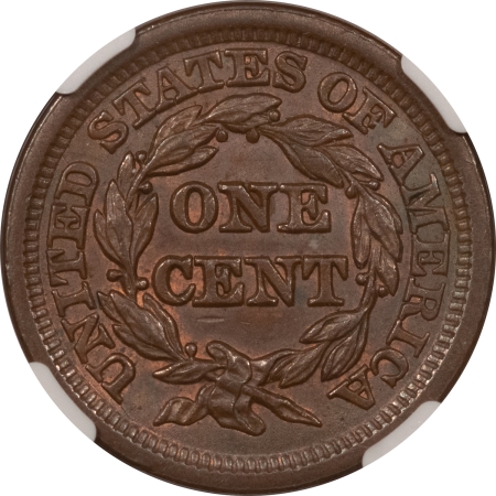 Braided Hair Large Cents 1848 BRADED HAIR LARGE CENT – NGC MS-61 BN, PQ, LOOKS CHOICE!