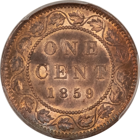 New Store Items 1859 CANADA LARGE CENT, NARROW 9, KM-1 – PCGS MS-63 RB, GORGEOUS FIRST YEAR COIN