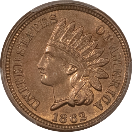 Indian 1862 INDIAN CENT, PCGS AU-58, PQ & LOOKS MS-62!
