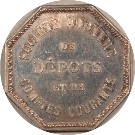 U.S. Certified Coins 1863 FRANCE JETON, SILVER DECRET DU 6 JUILLET, DEPOSITS/ACCOUNTS BANKING, UNC PL