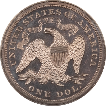Liberty Seated Dollars 1868 PROOF SEATED LIBERTY DOLLAR – PCGS PR-62 CAMEO, DRAMATIC CONTRAST, GEM LOOK