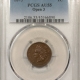 Indian 1873 INDIAN 1c, OPEN 3, PCGS AU-50, SMOOTH CHOCOLATE BROWN & VERY ATTRACTIVE!