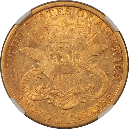 $20 RARE 1879-CC $20 GOLD, NGC XF-45; HONEST CIRCULATED EXAMPLE W/ TRACES OF LUSTER